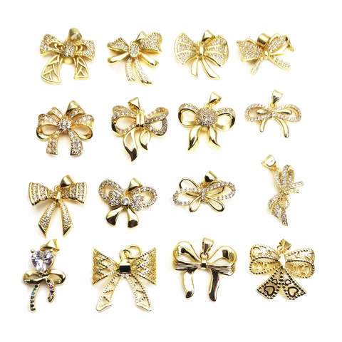 Elegant Butterfly Bow Pendant Necklace For Women Copper Zirconia Inlaid Gold Box Chain Sweet Jewelry Accessory For Daily Party Gift