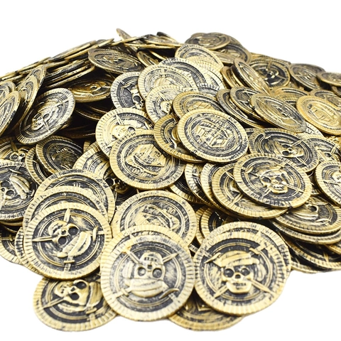 Pirate Gold Coins Plastic Retro Treasure Props Skull Pattern Role Play Party Decorations Educational Toys Accessory