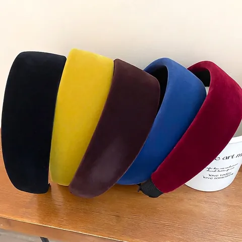Velvet Padded Headband Wide Flocked Cloth Sponge Hairband Vintage High Cranial Top Hair Accessories Women Girls