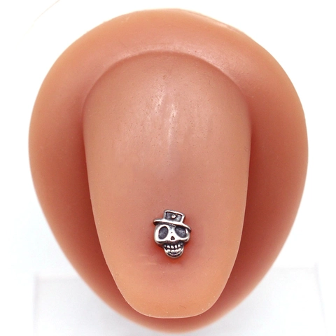 Anneau de Langue en Acier Inoxydable Gothique Crâne Ailes de Chauve-souris Cœur Punk Hip Hop Bijoux de Piercing Homme Femme