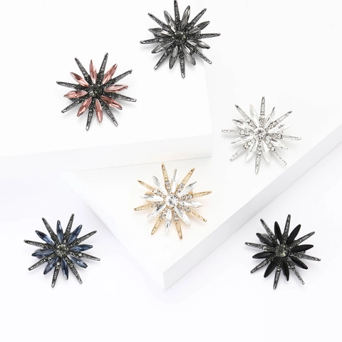 Spilla A Stella A Otto Punte Scintillante Lega Strass Intarsiato Moda Abito Completo Corsage Gioielli Spilla Donna Elegante