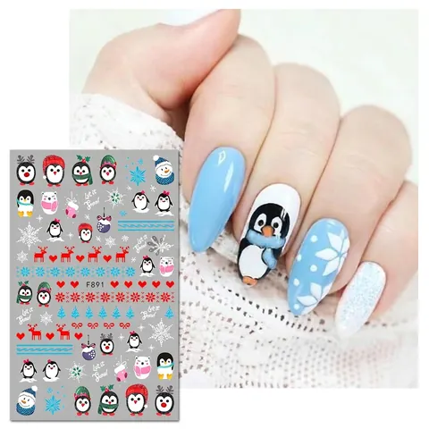 Autocollants Pour Ongles De Noël Père Noël Renne Flocon De Neige Décalcomanies De Vacances D'hiver Pour Femmes Décoration De Manucure