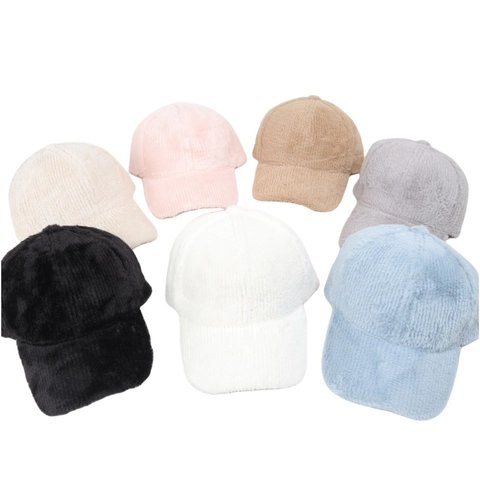 Gorra De Béisbol De Invierno De Piel Sintética Rayas Verticales Gorra De Felpa Visera Curva Ajustable