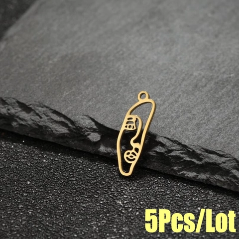 Colgante De Arte Lineal De Cara Abstracta Acero Inoxidable Hueco Minimalista Artístico Accesorio De Joyería DIY Para Mujeres