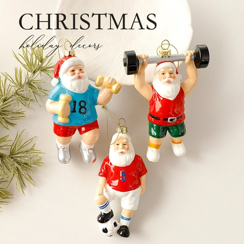 Christmas Hanging Ornaments Plastic Resin Santa Nutcracker Tree Gingerbread House Holiday Tree Decor Creative Sporty Figurines