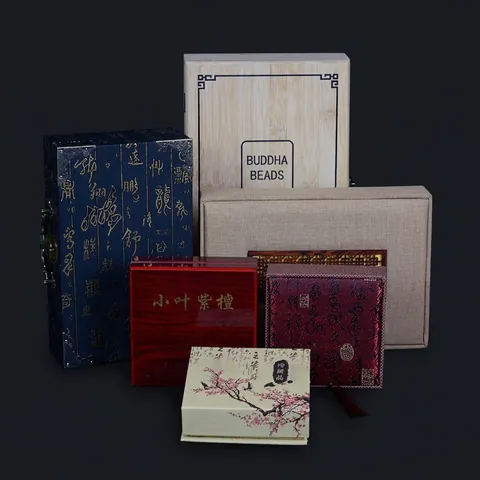 Boîte Emballage Bijoux Style Chinois Rétro Bois Bambou Brocart Étui Cadeau Pochette Rangement Pour Perles Et Bracelet