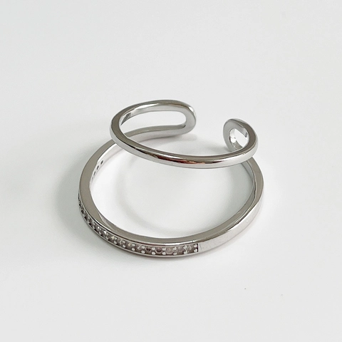 Bague Et Manchette D Oreille Double Couche En Argent Sterling 925 Avec Zircon Bijoux Géométriques Minimalistes Pour Femmes Style Versatile