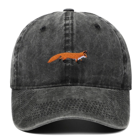 Casquette De Baseball En Coton Lavé Style Vintage Broderie Renard Protection Solaire Respirante Pour Hommes Femmes