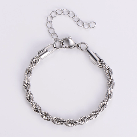 Pulsera De Cadena De Cuerda Trenzada Acero Inoxidable Chapado En Oro 18K Joyería Hip Hop Punk Para Hombre Mujer