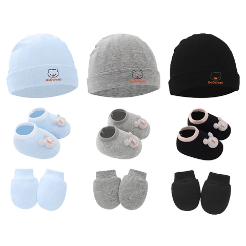 Newborn Cotton Knitted Hat And Gloves And Socks For Infants Soft Breathable Warm Winter Accessories Outdoor