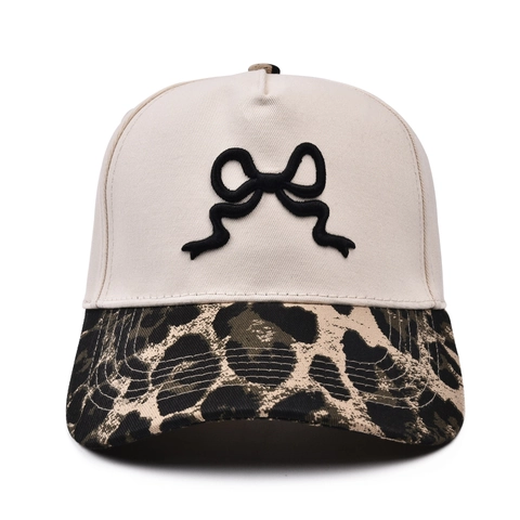 Gorra De Béisbol De Algodón Para Mujer Con Bordado De Lazo Y Visera De Leopardo Sombrero De Sol Ajustable