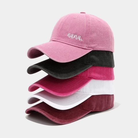 Gorra De Béisbol Vintage De Algodón Lavado Con Bordado Nana Hebilla De Metal Ajustable Protección Solar Para Mujer