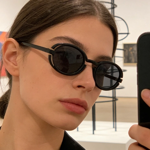 Retro Round Oval Sunglasses Hollow Double Layer PC Frame UV400 Protection Punk Hip Hop Eyewear For Men Women