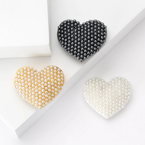 Spilla A Cuore In Lega Con Künstliche Perle Sintetiche E Strass Accessorio Elegante Per Abbigliamento Da Donna