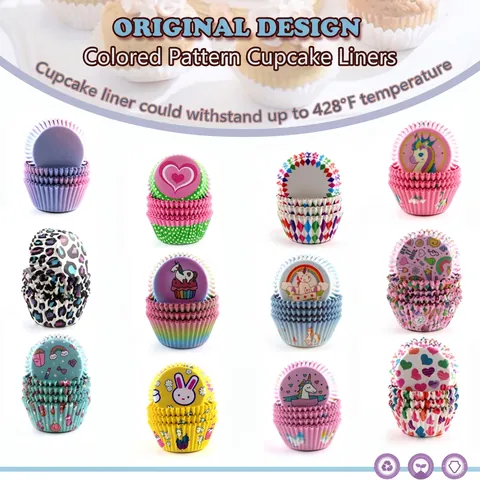 Cápsulas Para Cupcakes Papel Antigrasa Moldes Para Muffins Resistentes Al Calor Dibujos Animados Unicornio Desechable