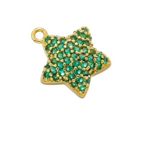 Sternförmiger Anhänger Gold Vergoldetes Kupfer Bunte Zirkonia Inlay Zartes Schmuckzubehör Für DIY Halskette