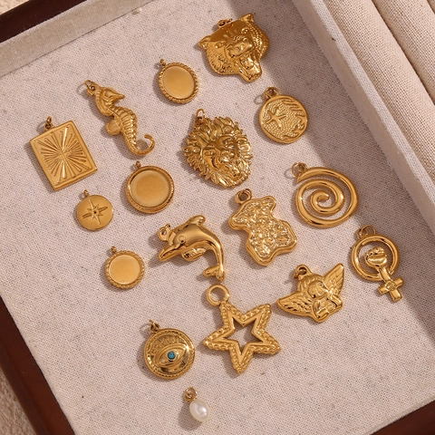 Ciondoli Vintage In Acciaio Inossidabile Placcato Oro 18K Ciondoli Per Gioielli DIY Accessori Per Forme Animali E Geometriche