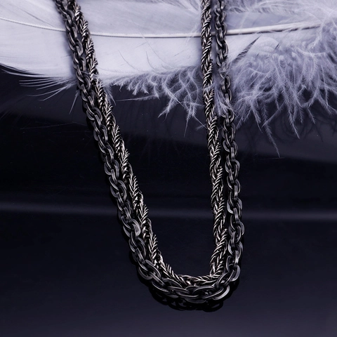 Collana A Catena Di Corda Acciaio Inossidabile Stile Punk Semplice Gioielli Hip Hop Per Uomini Nero Gunmetal Intrecciato