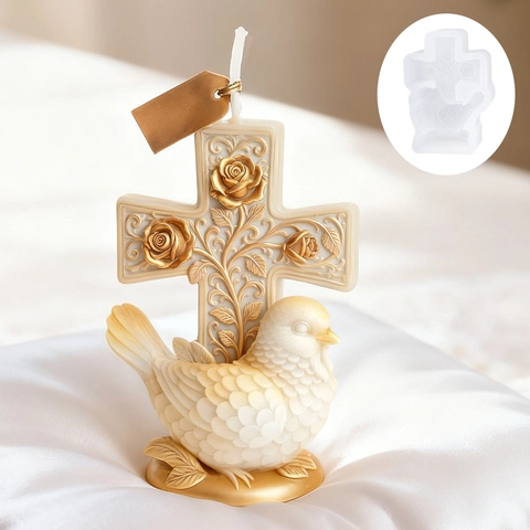 Stampo In Silicone Croce Colomba Rosa Fai Da Te Pietra Aromatica Strumento Per Creare Candele Profumate Ornamento Religioso Decorativo