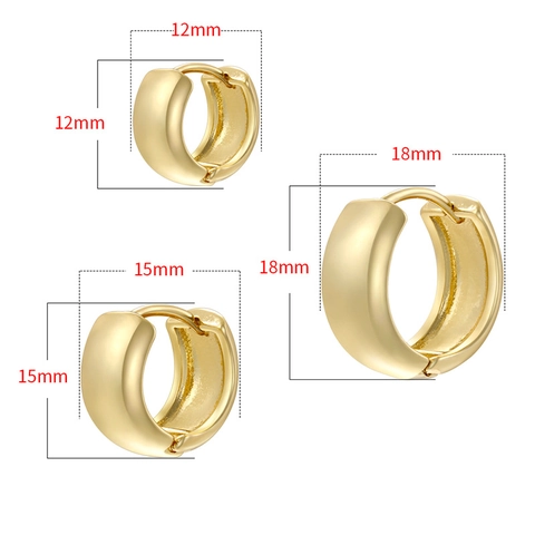 Orecchini A Cerchio Chunky Rame Lucidato Placcato Oro 18K Minimalista Lisci Tondi Huggies Gioielli Di Moda Da Donna