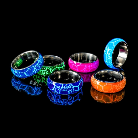 Leuchtender Edelstahl Ring Für Damen Herren Personalisierte Krokodilmuster Im Dunkeln Leuchtende Bunte Crackle Band Schmuck