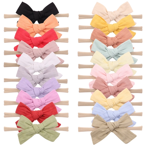 Bandeaux en Nylon Élastique pour Bébé Filles Bandeaux en Tissu à Carreaux avec Nœud pour Nouveau-Né Tout-Petit Style Pastoral Accessoires de Cheveux Enfants