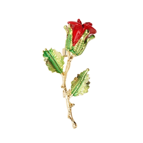 Elegant Rose Flower Brooch Alloy Enamel Lapel Pin For Suit Coat Wedding Party Fashion Jewelry Accessories Women Men