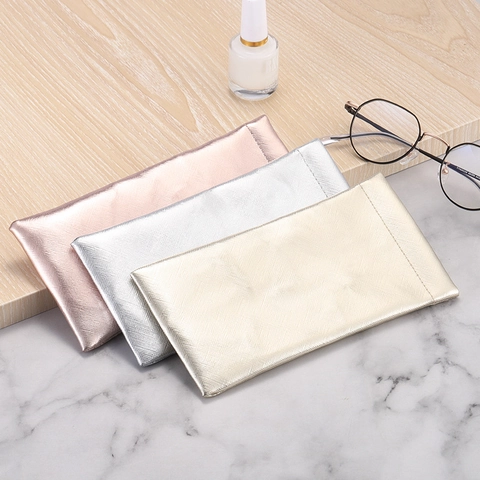 Custodia Per Occhiali Da Sole Portatile Pelle PU Morbida Apertura Elastica Trama Diamante Geometrica Borsa Protettiva