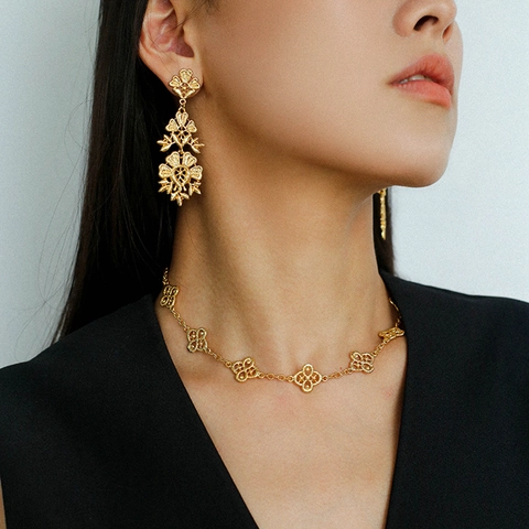 Retro Hohle Blumenohrringe Mit Silberohrstecker Palaststil Luxus Elegant Französisch Vintage Schmuck Für Damen