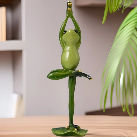 Yoga Frog Figurines Resin And Glass Decorative Statues For Desktop Cabinet Home Office Nordic Style Creative Ornaments