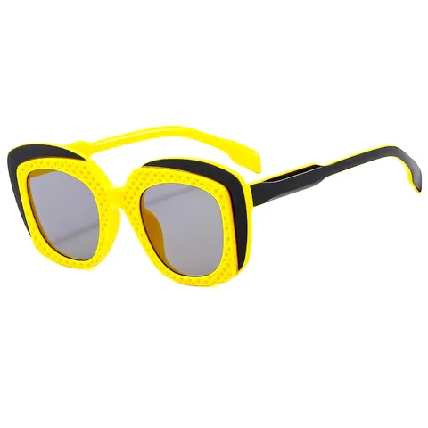 Fashion Oversized Square Sunglasses PC Frame UV Protection Lattice Texture Hip Hop Unisex Outdoor Party Eyewear
