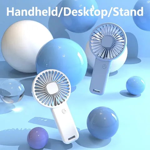 Portable Handheld Mini Fan USB Rechargeable Quiet Cooling Desktop Small Ventilator With Phone Holder Base Plastic