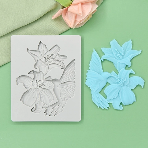 Silikonform Blume Kolibri Lilie Form Fondant Tortendekoration Backwerkzeug Handgemachte Seife DIY Handwerk