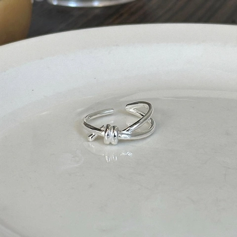 925 Sterling Silber Knoten Ring Minimalistisch Verschlungen Größenverstellbar Schmuck Für Frauen Poliert