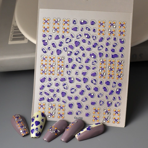 Autocollants Nail Art Relief Résine Motif Léopard Strass Imperméable Décalcomanies Manicure Élégant Décoration DIY