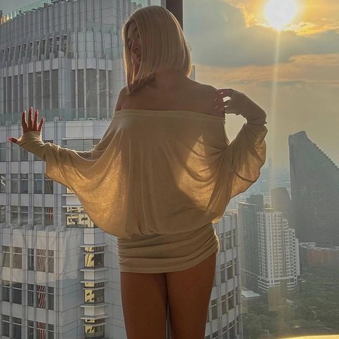 Women Sexy Off Shoulder Ruched Mini Dress Elegant Long Sleeve Bodycon Dress Urban Night Out Clubwear Solid Color Short Dress
