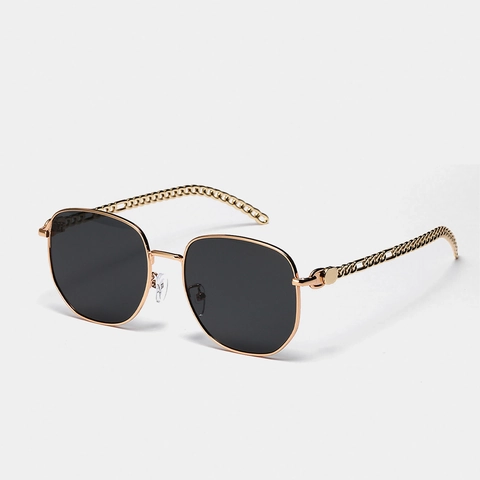 Occhiali Da Sole Rettangolari Retrò Montatura In Metallo Stanghette A Catena Protezione UV400 Montatura Piccola Vintage Per Donna Uomo