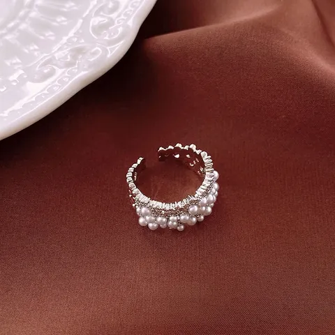Elegant Open Adjustable Ring With Imitation Artificial Pearl And Zircon Micro Pave Copper Jewelry Vintage Luxury For Women