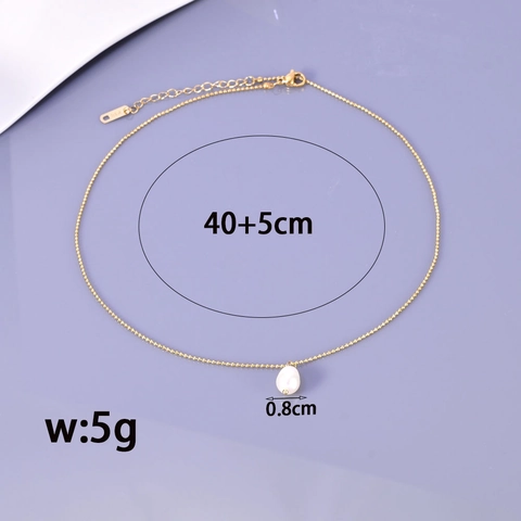 French Vintage Titanium Steel Necklace With Natural Artificial Pearl Pendant 18K Gold Plated Elegant Jewelry For Women