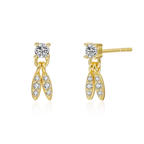 Zirkonia Blatt Hängeohrringe Kupfer Schmuck Mit 925 Sterling Silber Ohrstecker Eleganter Süßer Stil Für Damen