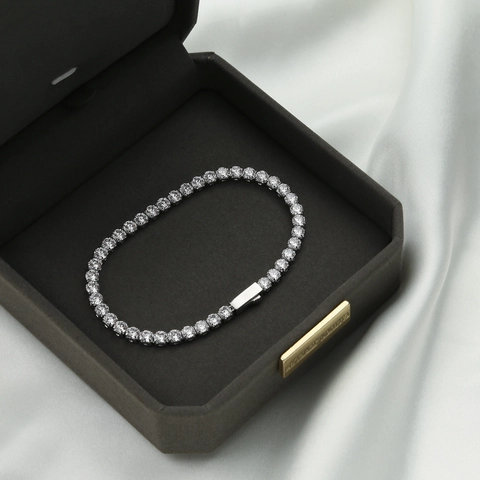Tennis Bracelet Necklace Round Cut Zircon Stainless Steel Personalized Inlaid Hip Hop Jewelry Trendy For Men Women