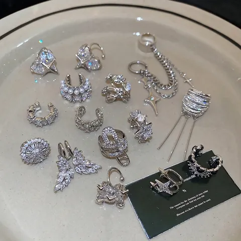 Minimalistische Ear Cuff Ohrringe Für Frauen Ohne Ohrloch Kupfer Zirkon Blume Geometrisch Luxus Trendiger Schmuck