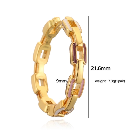 Boucles D'oreilles Créoles Maillons Émail Coloré Cuivre Avec Tige En Argent Géométrique Hip Hop Bijoux Pour Femmes