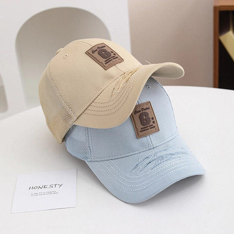 Kids Distressed Mesh Baseball Cap Cotton Breathable Trucker Hat For Boys Girls Outdoor Sunshade Duck Tongue Cap