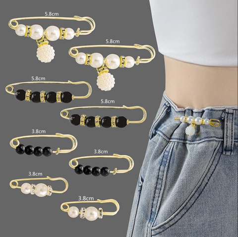 Legering Kunstparel Broche Taille Aanscherping Pin Voor Broek Strass Decoratieve Veiligheidsspeld Voor Kleding Anti Blootstelling