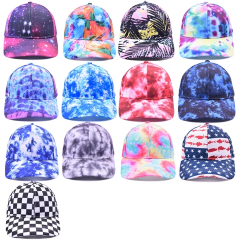 Cappello Da Baseball Cotone Regolabile Tie Dye Motivo Galassia Protezione Solare All Aperto Moda Stile Street Per Unisex