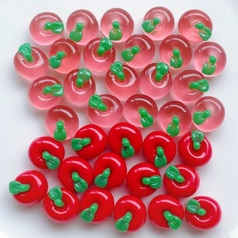 Mini Apfel Harz Obst Zubehör Für DIY Basteln Haarklammer Handyhülle Dekoration Durchscheinend Rot Rosa Grünes Blatt