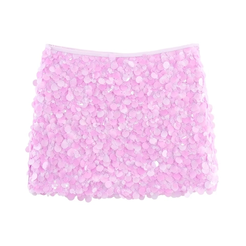 Sequin Mini Skirt For Women High Waist Bodycon Pencil Style Sparkling Glitter Party Night Out Clubwear Glamorous