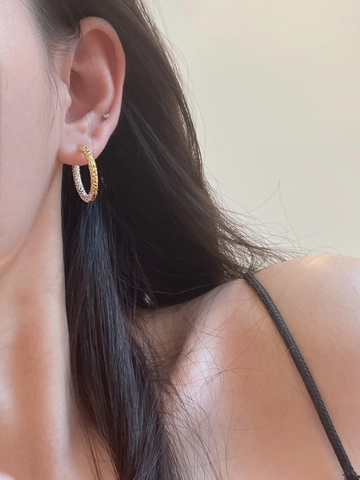 Contrast Color Hammered Hoop Earrings Copper Two Tone Gold Silver Plated Geometric Textured Jewelry For Women