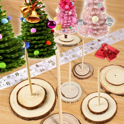 Materiale Per Albero Di Natale Fai Da Te Con Scovolini Inclusi Fili Di Ciniglia Base In Legno Cono In Schiuma Pompon Per Decorazioni